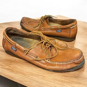 Polo Ralph Lauren Bienne Leather Boat Shoes Men's Sz 11 D Brown Classic Preppy